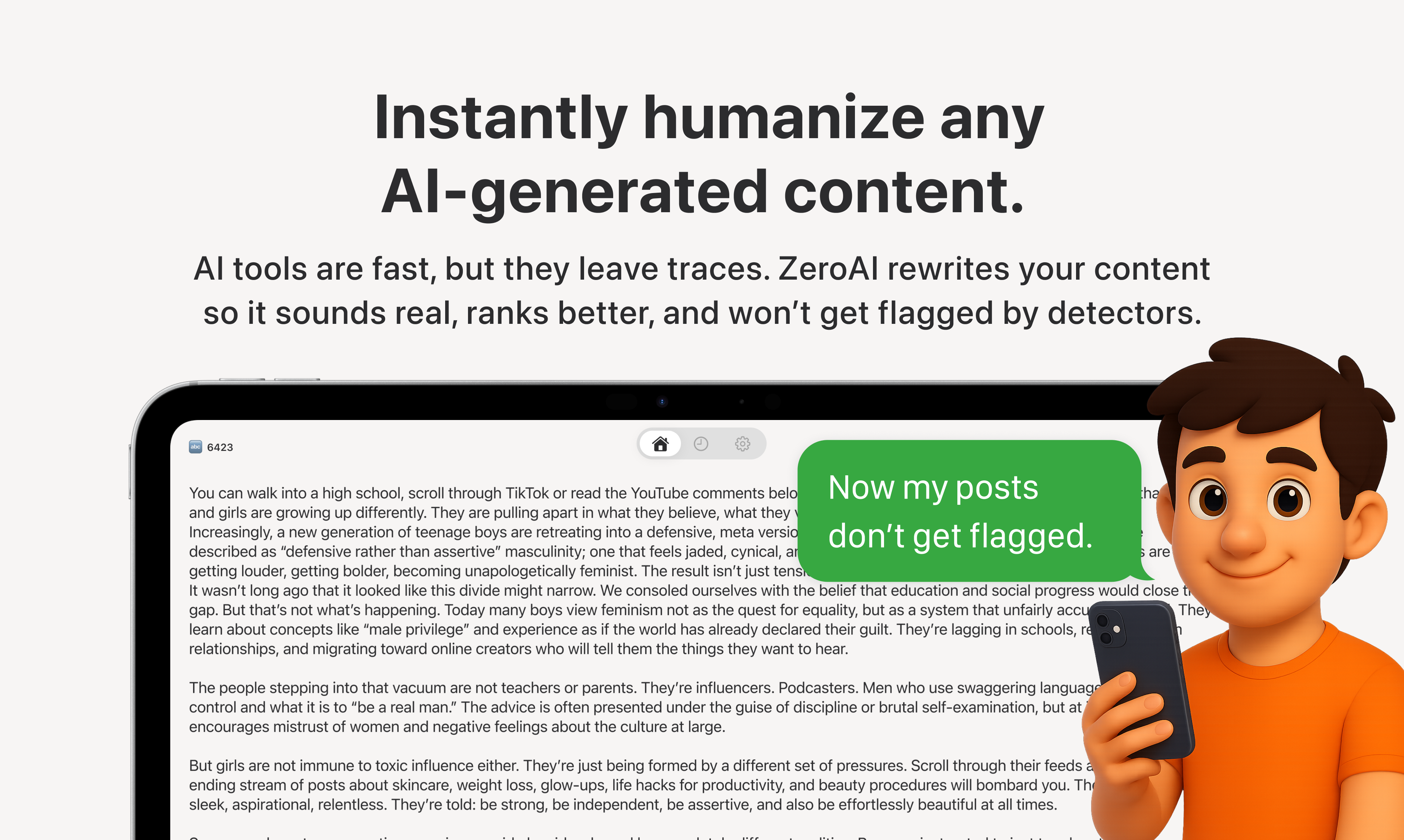 ZeroAI - Make AI content sound human and pass all major AI detectors. media 3
