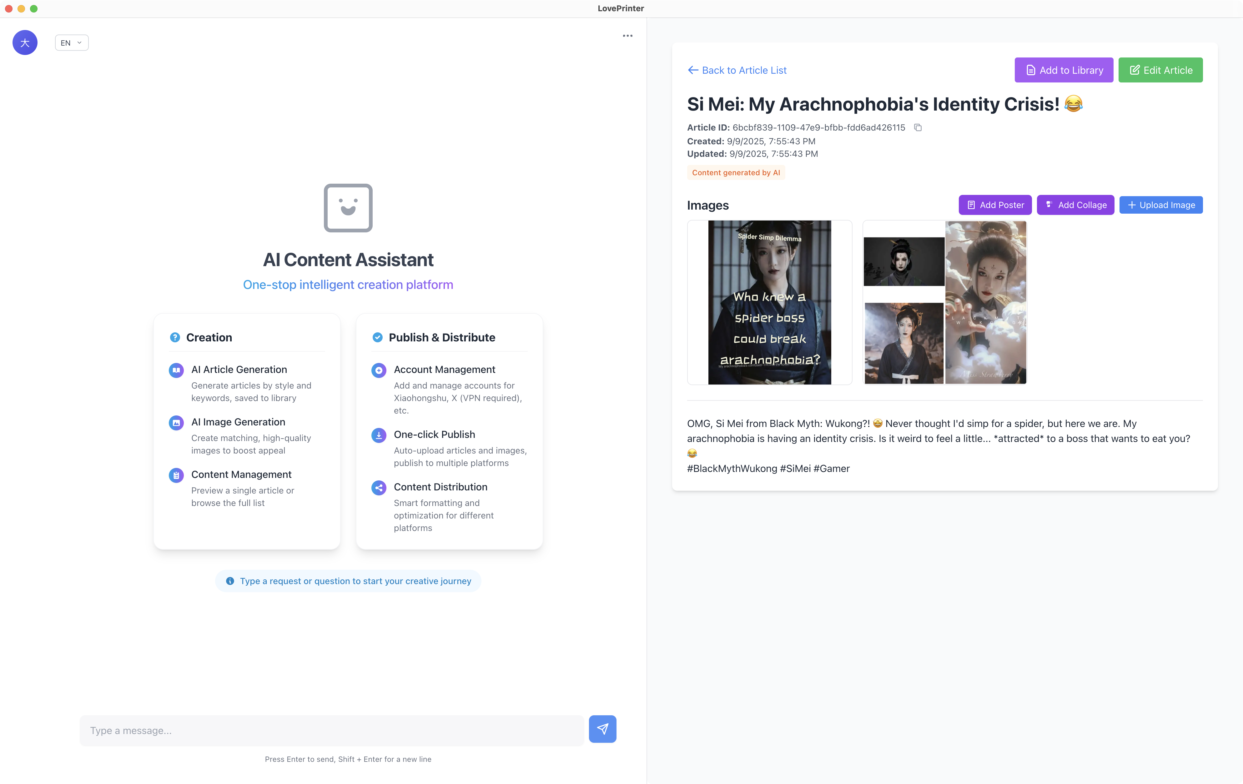 Amante - Ispirazione scintilla, flussi di contenuti media 3