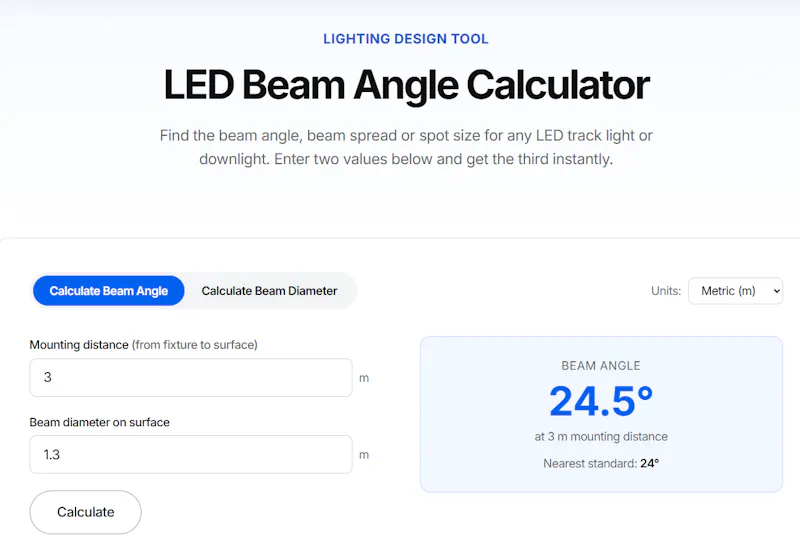 LED Beam Angle Calculator screenshot 1
