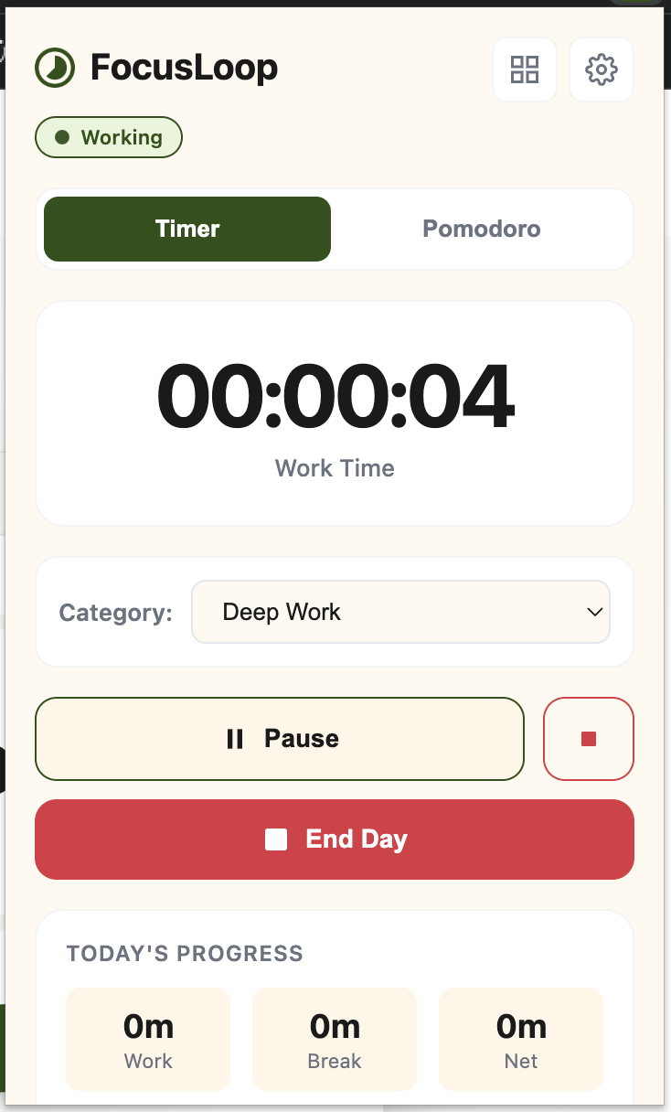 FocusLoop - Main product screenshot demonstrating key features and user interface