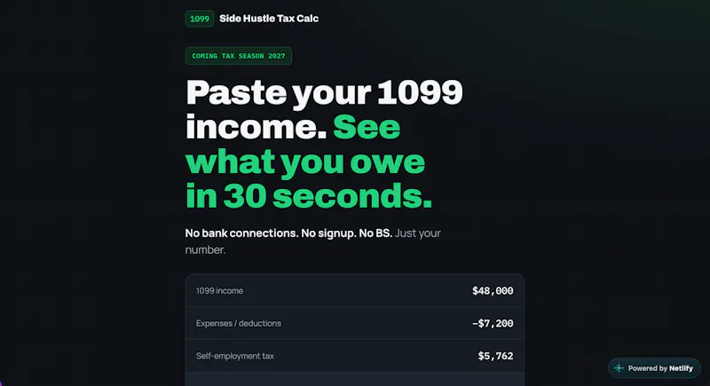 Side Hustle Tax Calc screenshot 1
