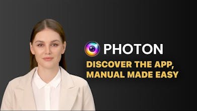Interface do aplicativo Photon Camera destacando recursos de fotografia de qualidade profissional para usuários de iPhone.