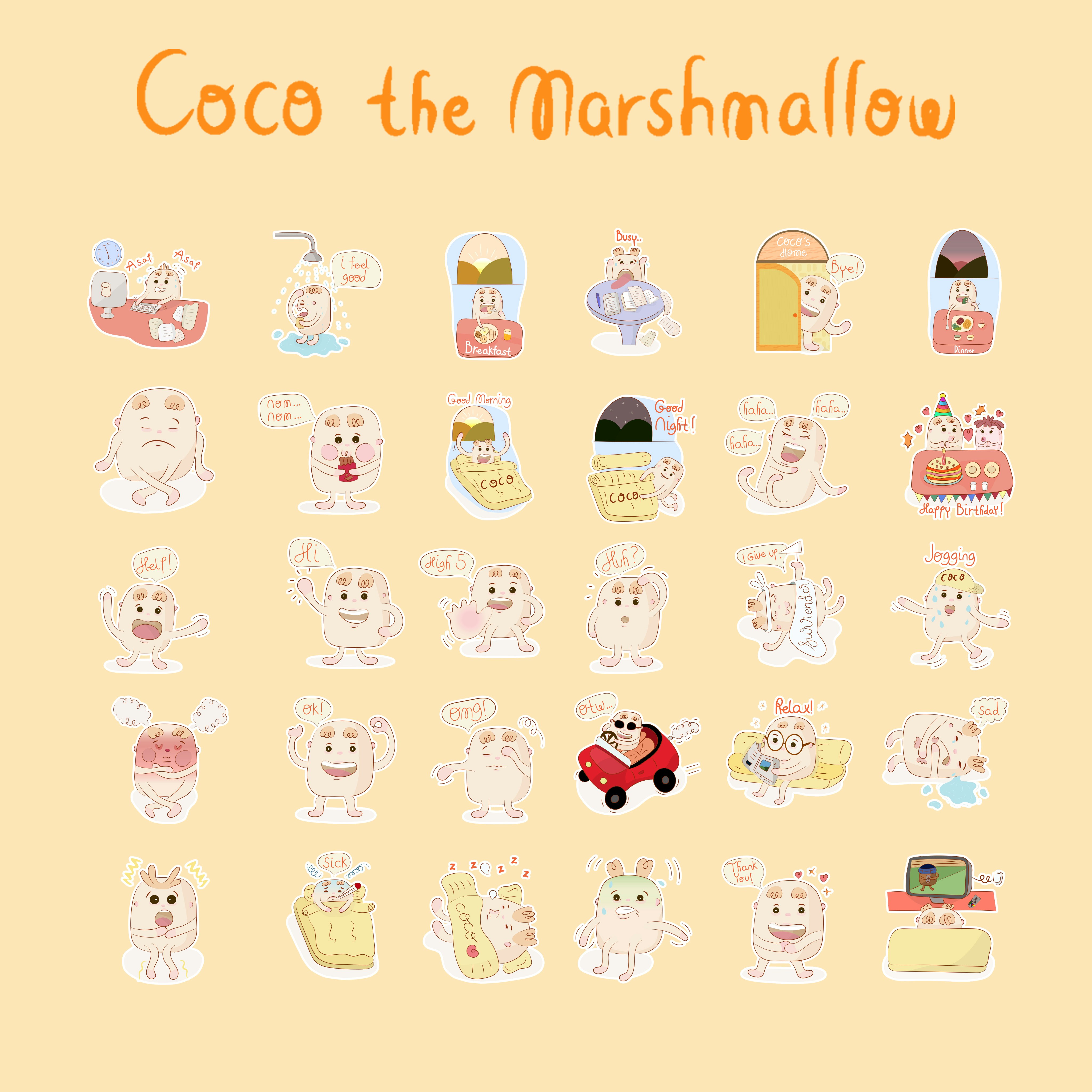 Coco the marshmallow stickers pack gallery image