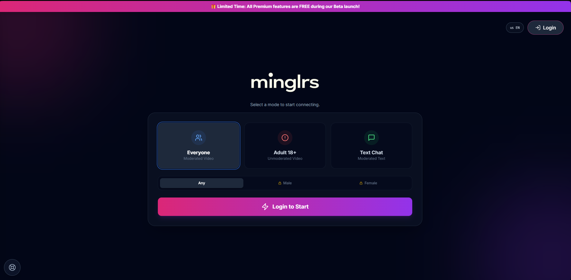 Minglrs - Main product screenshot demonstrating key features and user interface