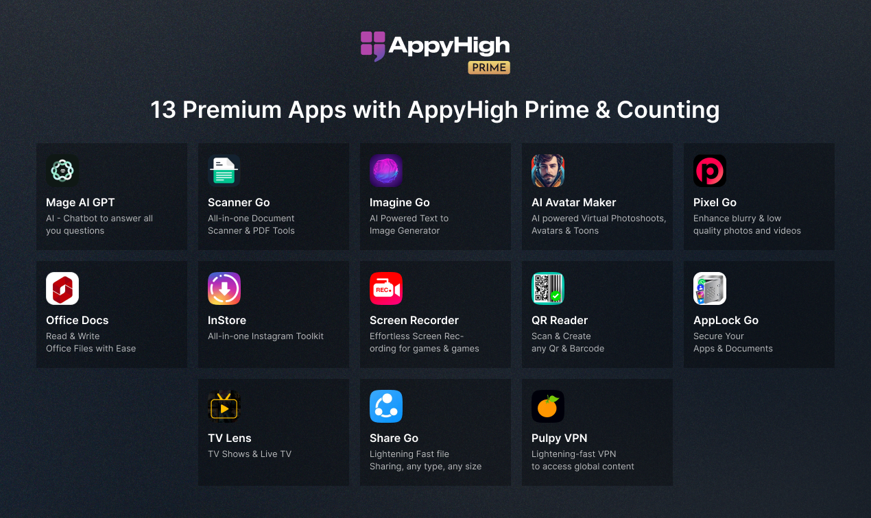 Appyhigh Prime - 세계 최초의 생성 AI 앱 번들 미디어 4