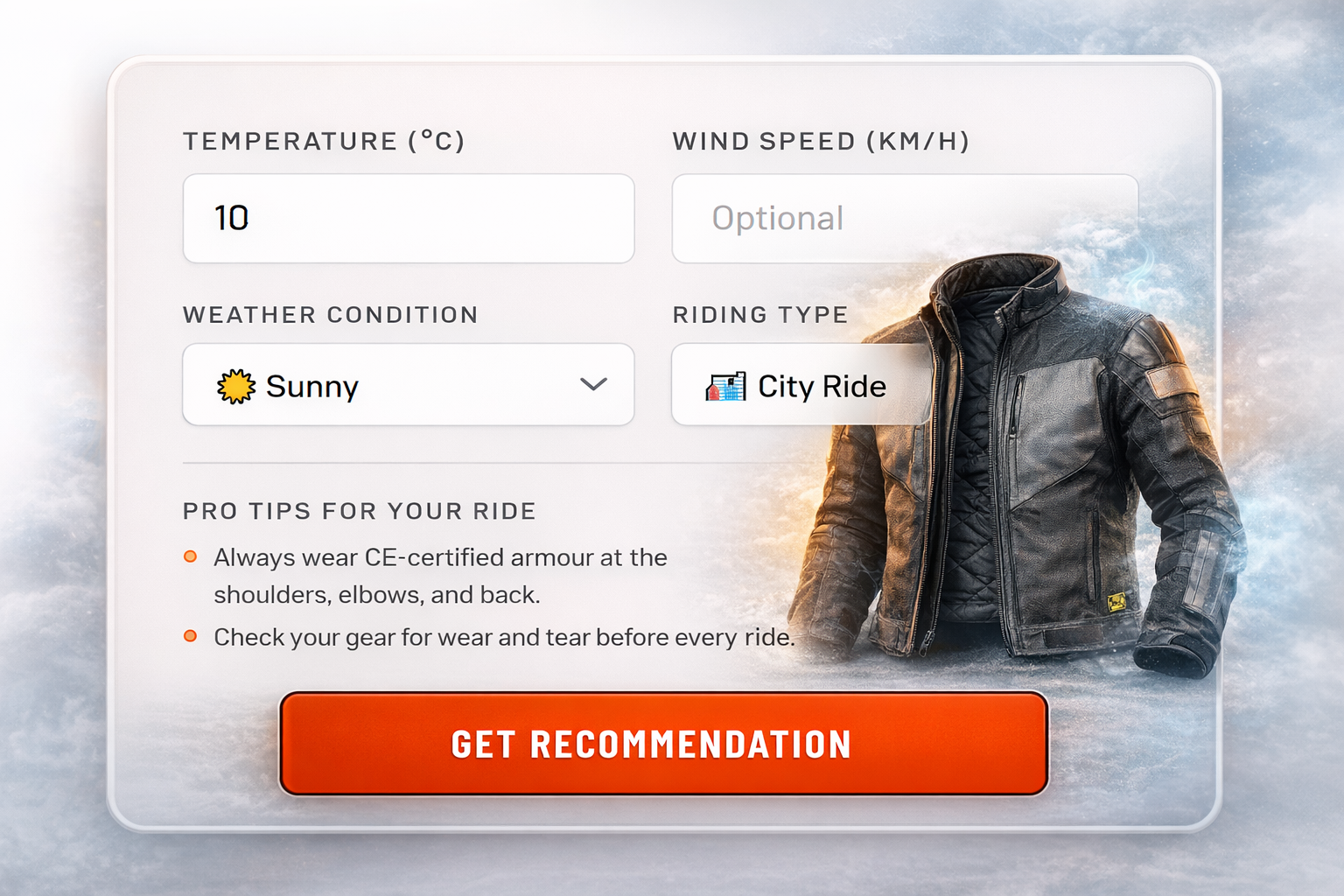 Weather Motorcycle Jacket Recommender gallery image