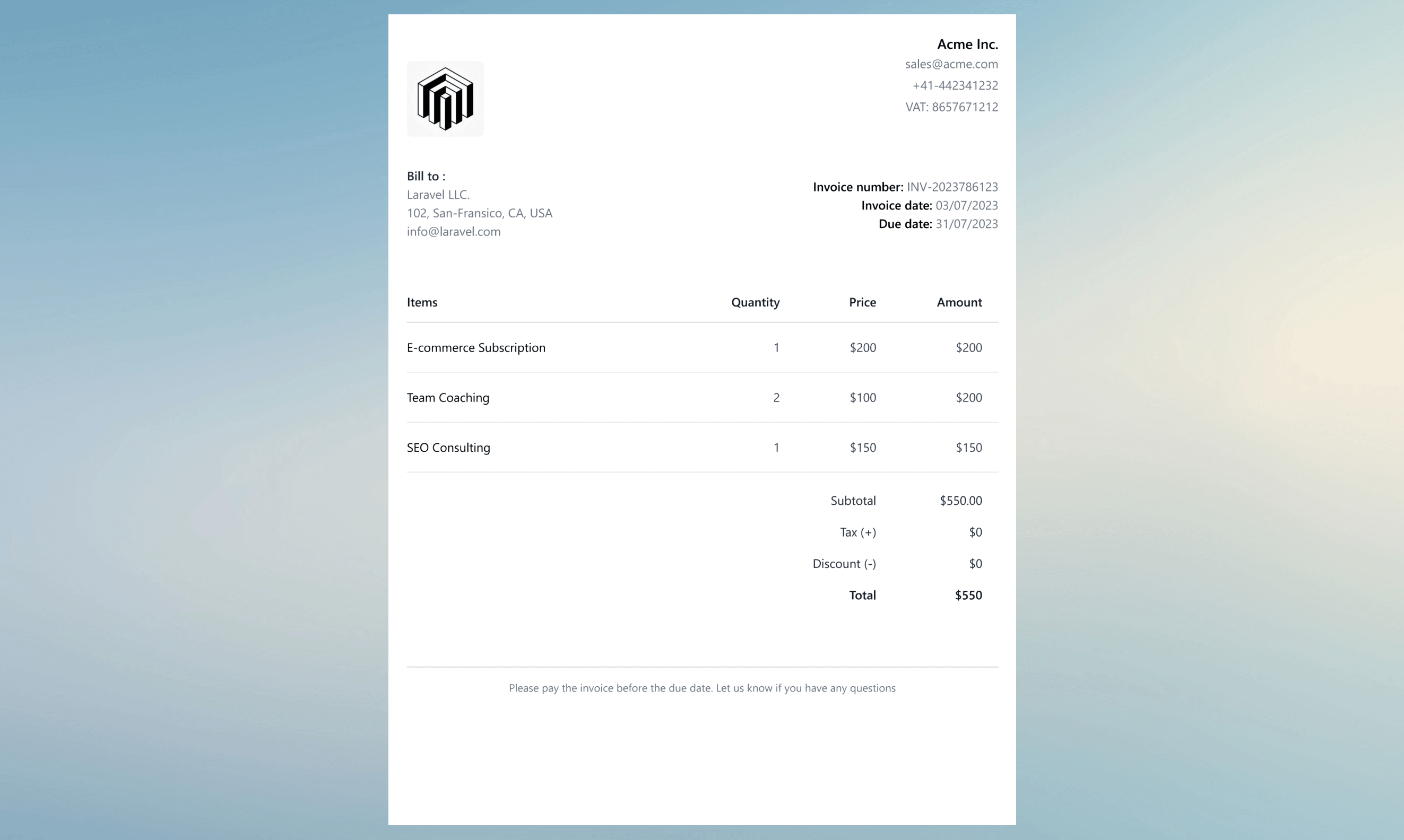 Free Invoice Maker gallery image