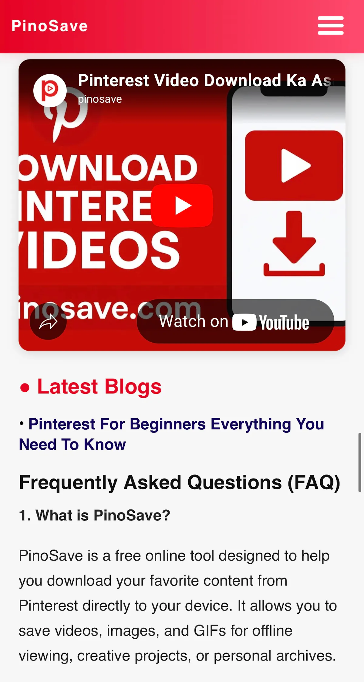 Pinosave - Pintrest Videos Downloader