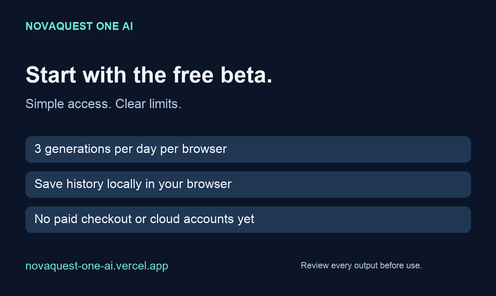 NovaQuest One AI screenshot 2