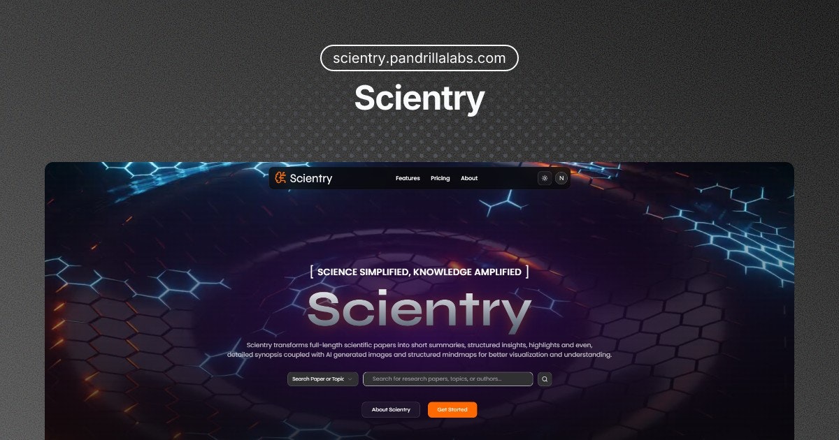 Scientry - Main product screenshot demonstrating key features and user interface