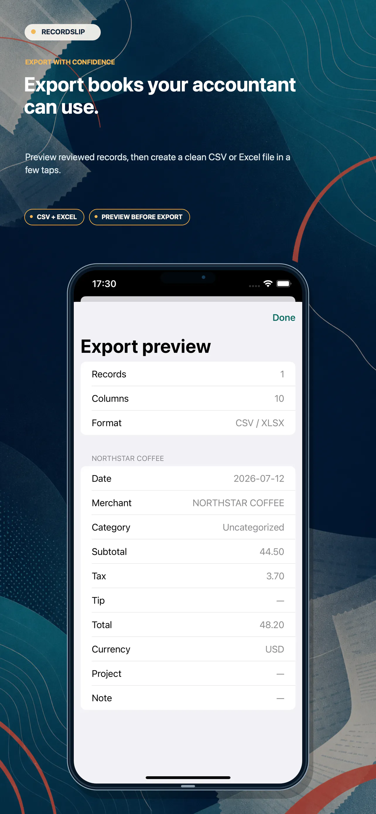 RecordSlip: Scan & Export gallery image