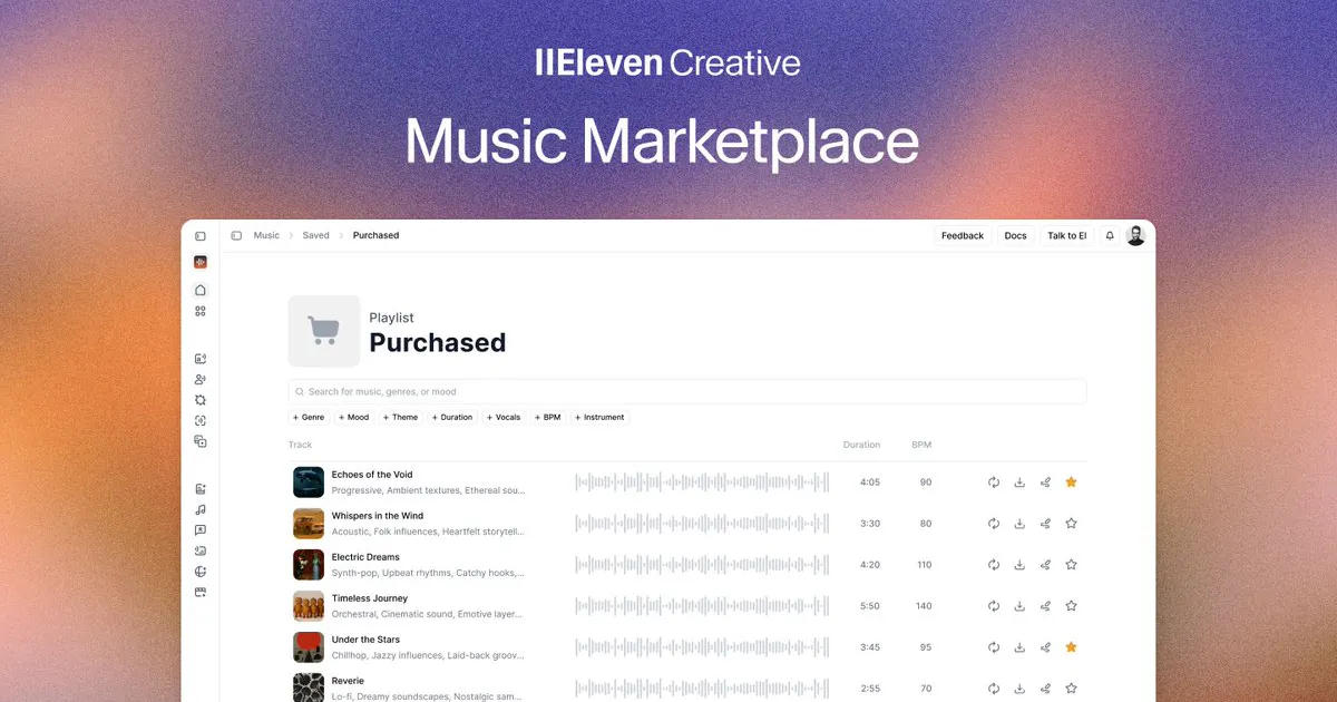 Music Marketplace by Eleven Labs