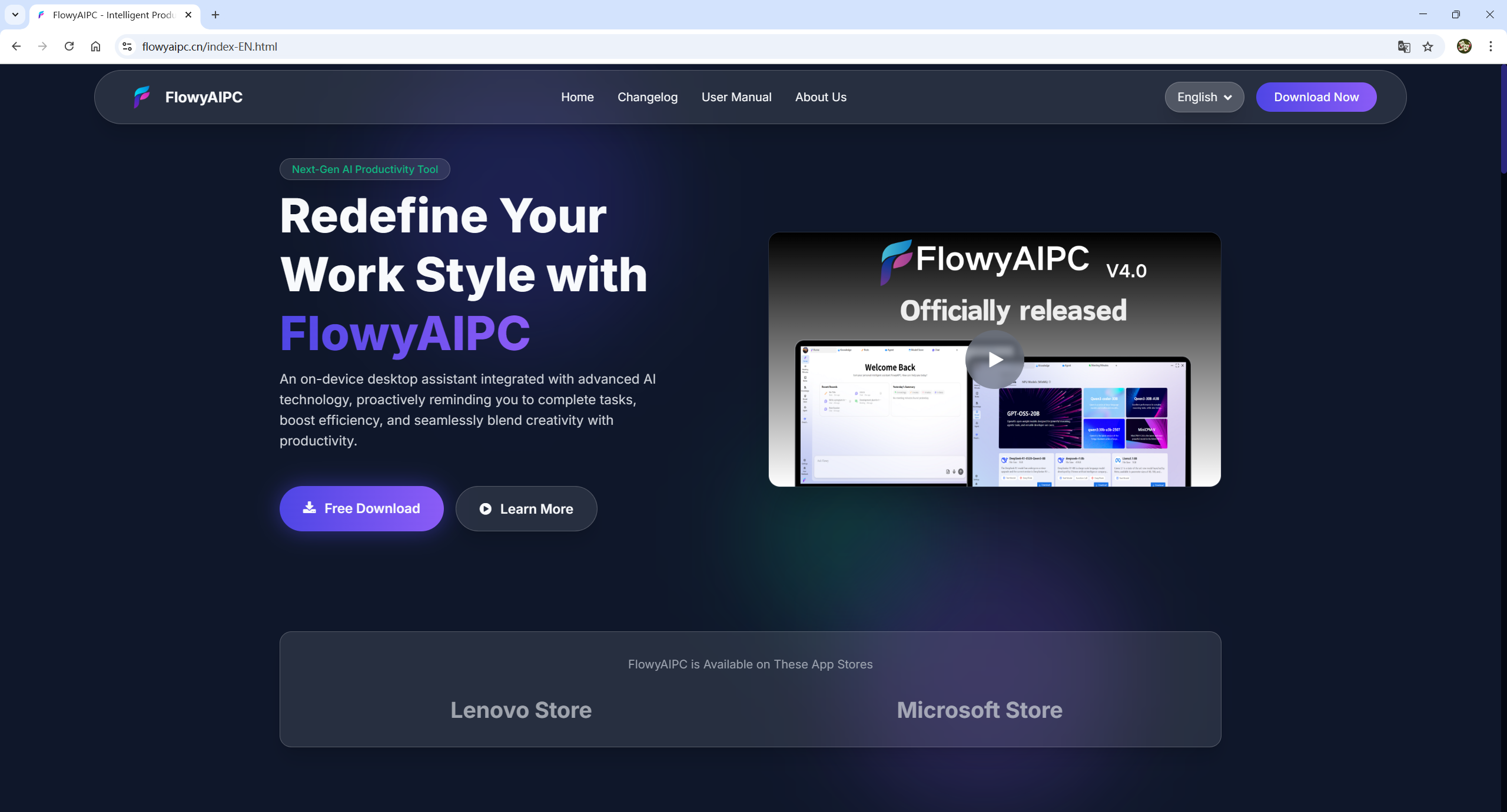 FlowyAIPC - Main product screenshot demonstrating key features and user interface