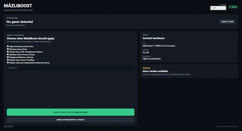 MázliBoost™  Windows Gaming Optimization screenshot 2