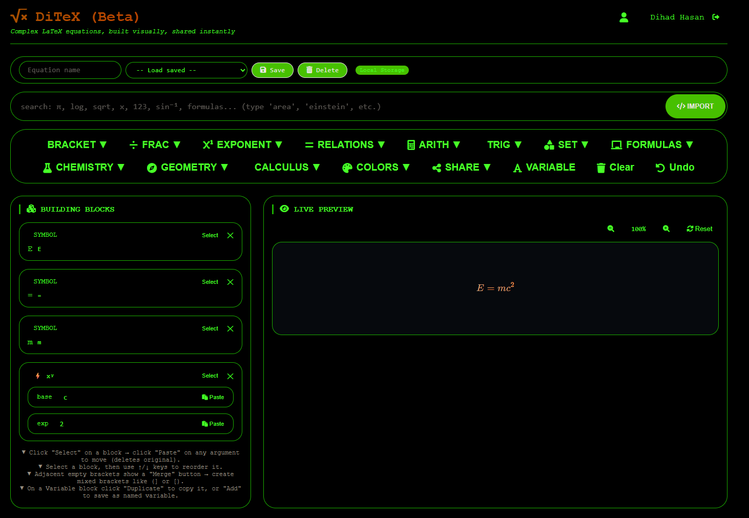DiTeX · Visual LaTeX Equation Builder gallery image