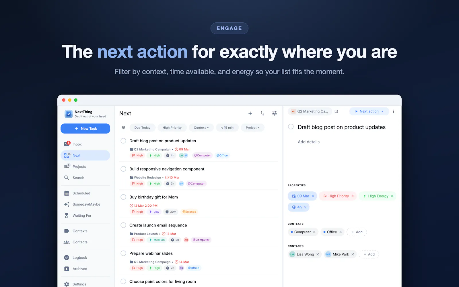NextThing for Getting Things Done screenshot 3