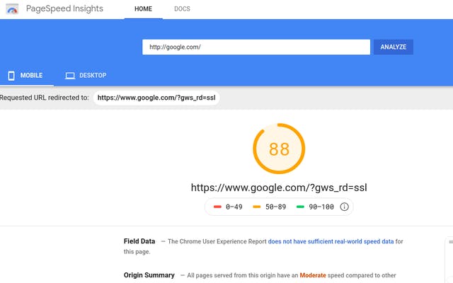 Open current tab in Google page speed media 1