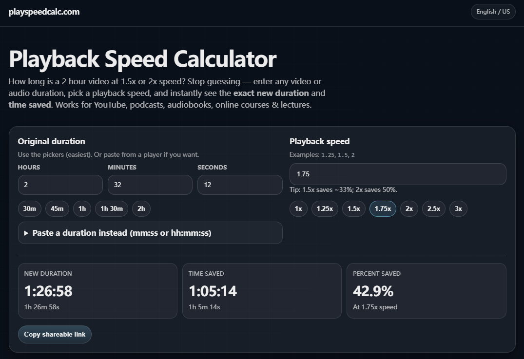 Playback Speed Calculator gallery image