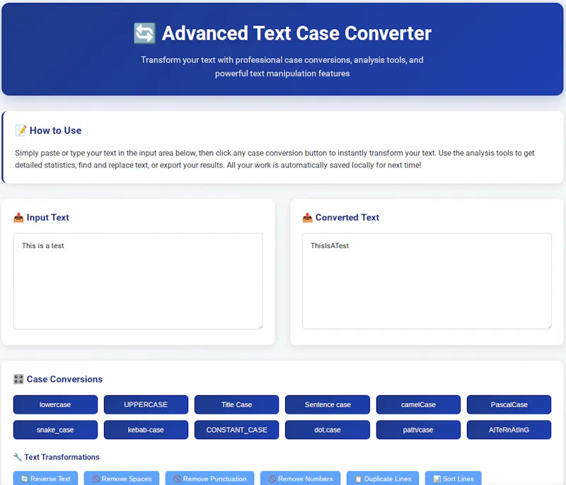 Free Text Case Converter: 13 Cases screenshot 1