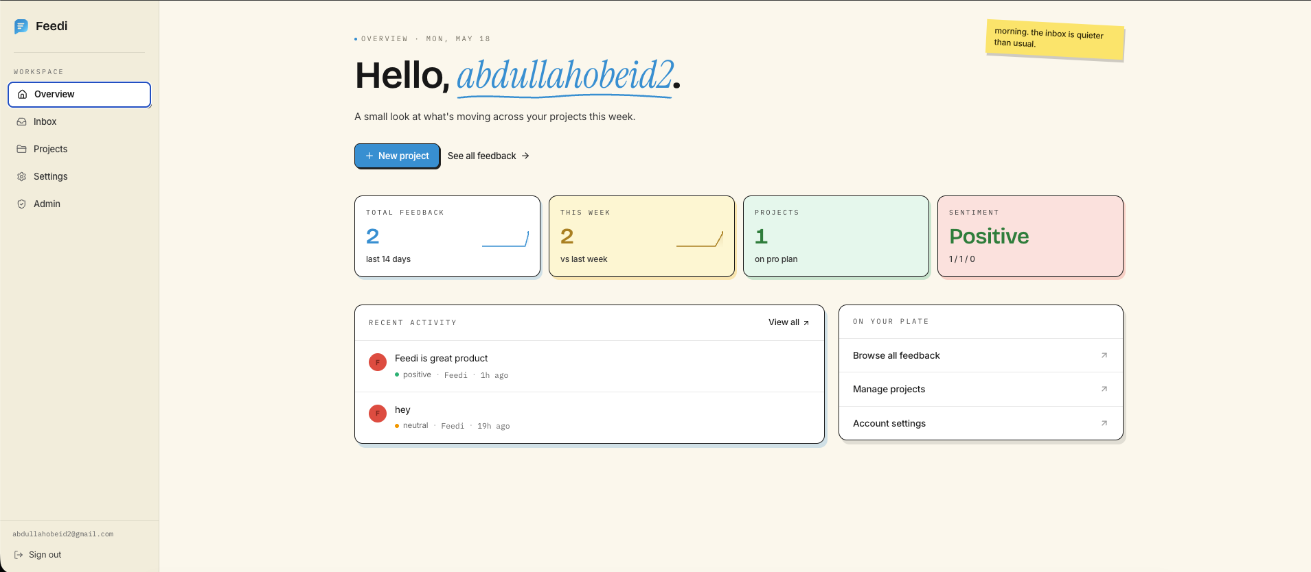 Feedi - User feedback for SaaS founders gallery image