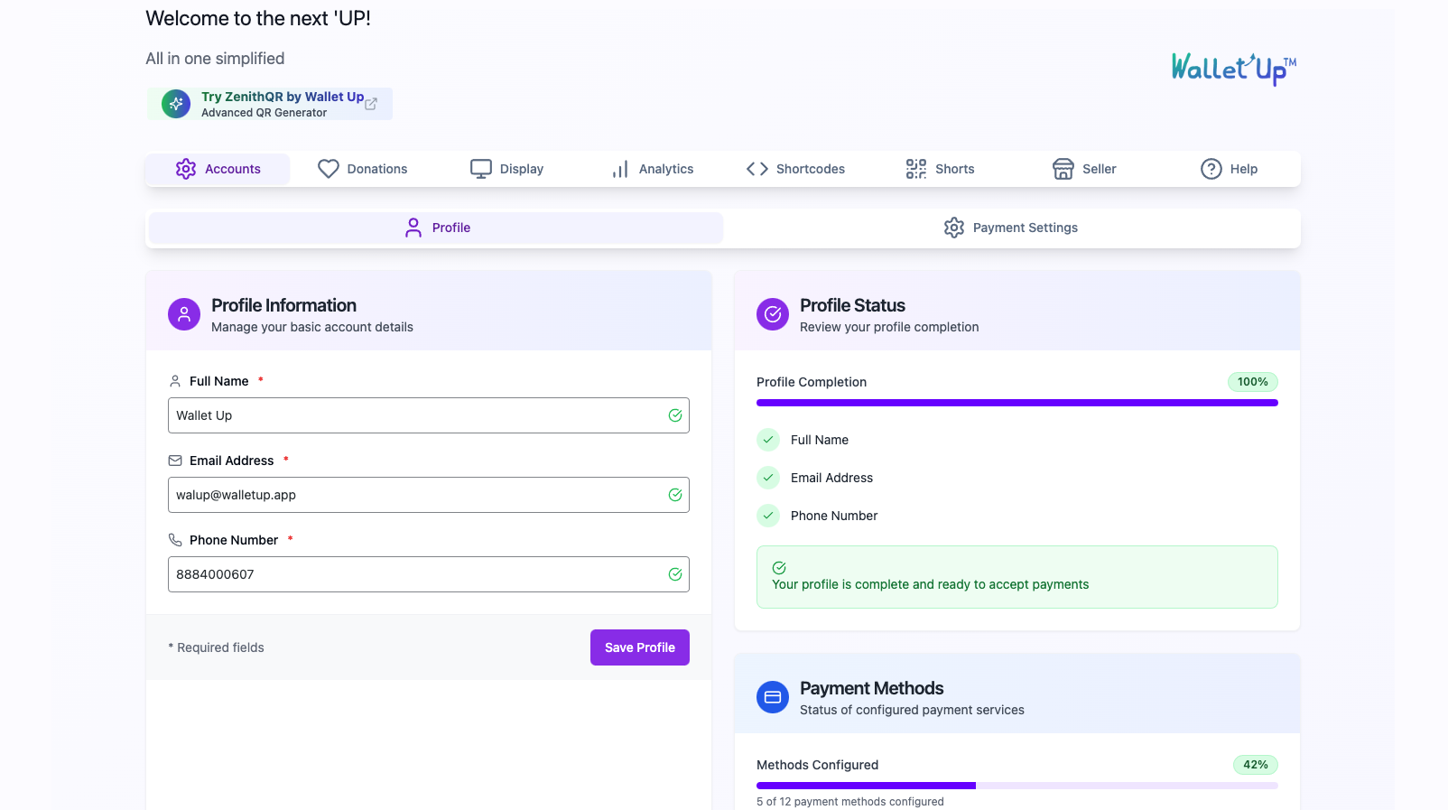 Wallet Up URL Shortener and ZenithQR gallery image