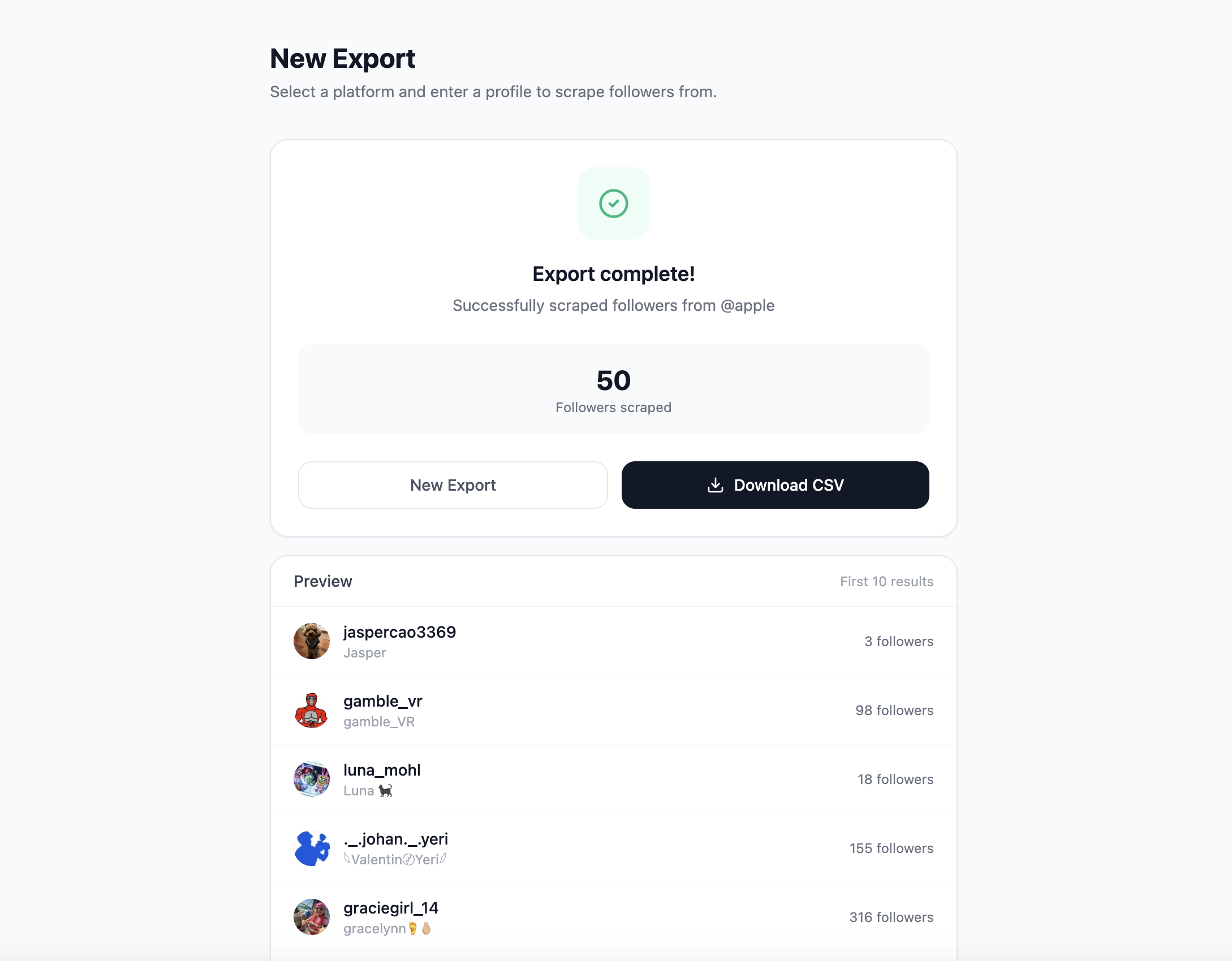 Export Company Followers to CSV gallery image