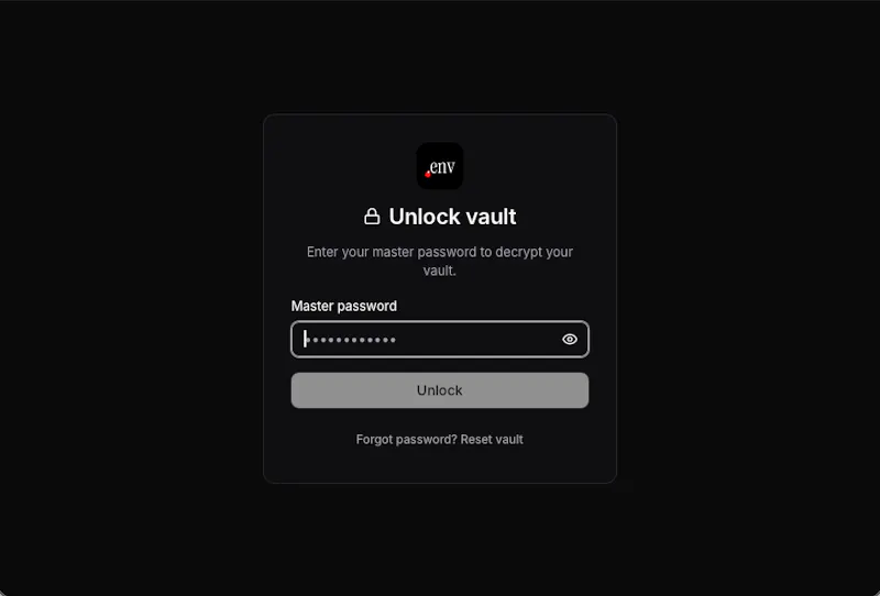 Envclo - Native macOS vault for .env screenshot 1