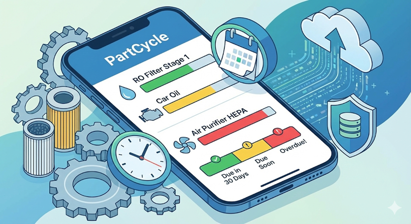 PartCycle: Smart Maintenance Tracker - Main product screenshot demonstrating key features and user interface