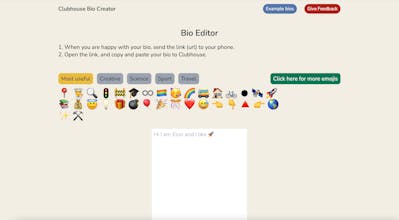 Clubhouse Bio Editor gallery image