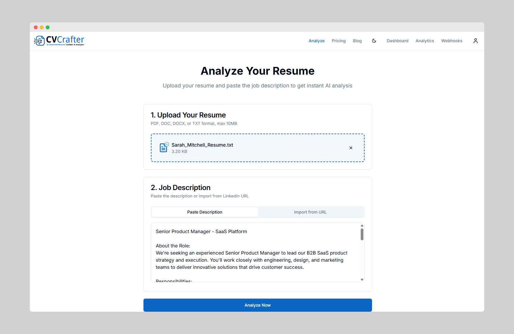 CVCrafter - Screenshot 2 showing product features and functionality