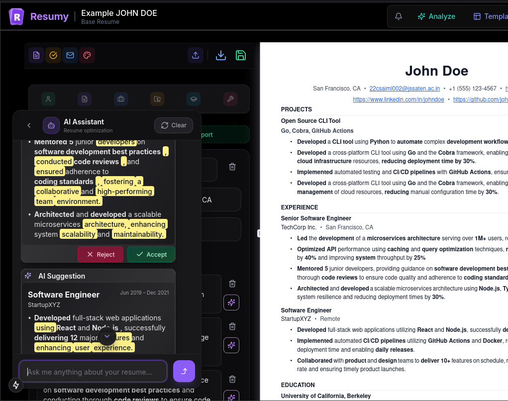 Resumy - Screenshot 2 showing product features and functionality