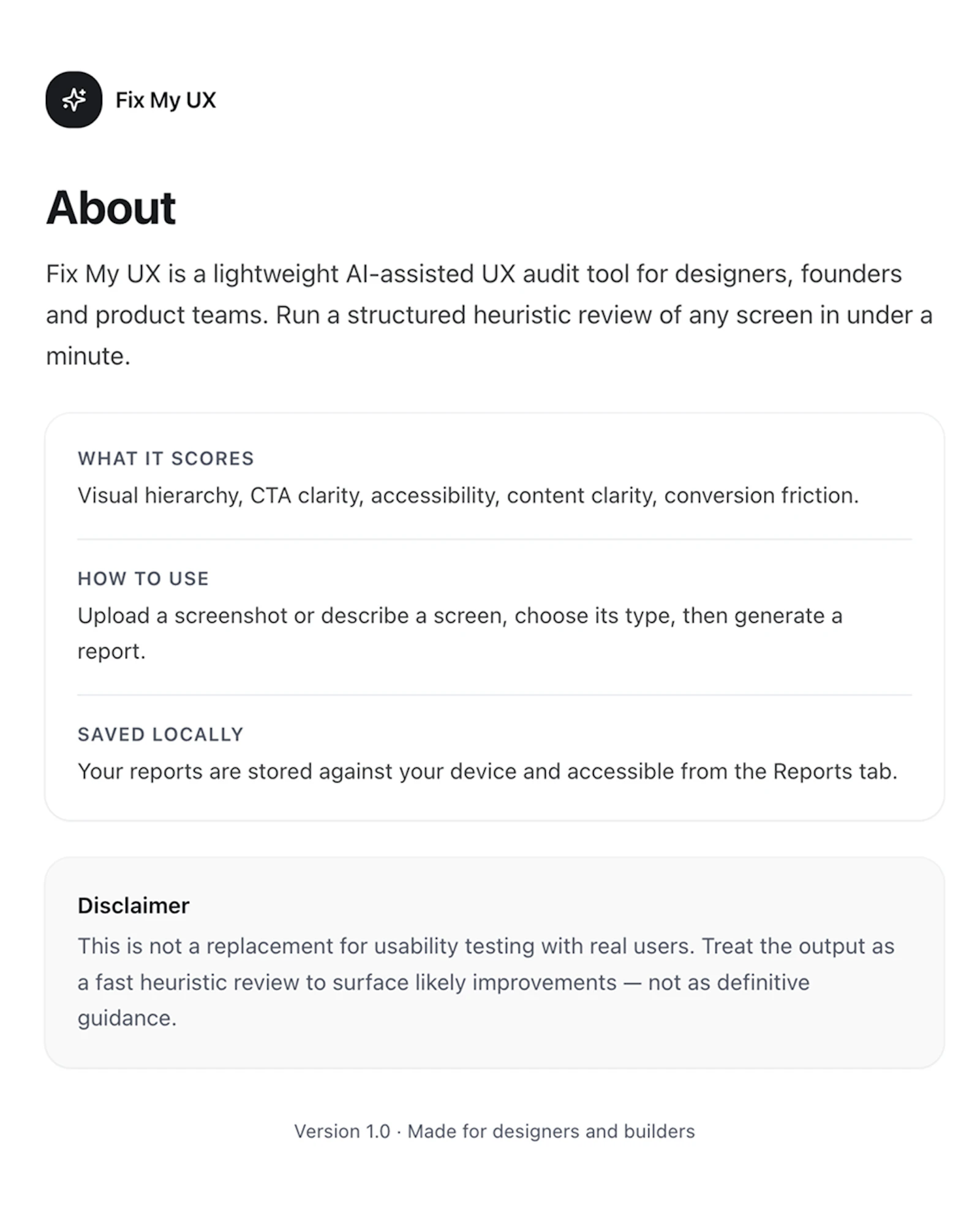 Fix My UX screenshot 2
