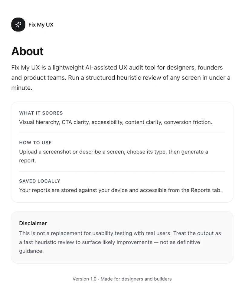 Fix My UX screenshot 2