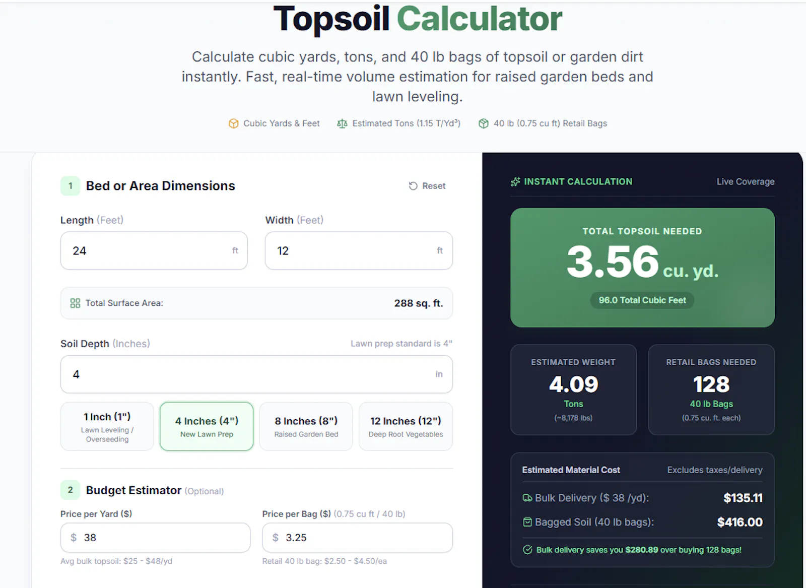 Mulch & Yard Materia Calculator  screenshot 4
