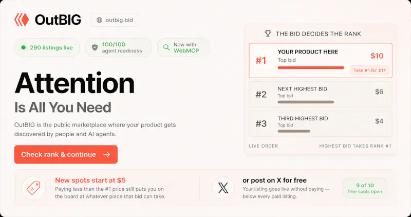 OutBIG — Public Bidboard screenshot 1
