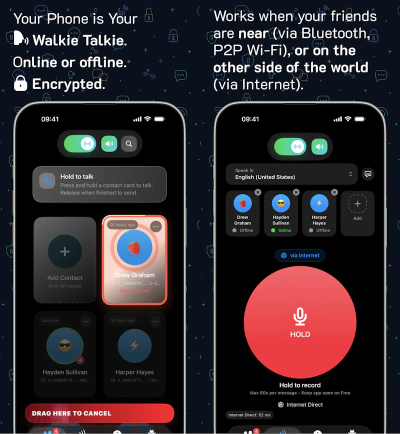 Mini Walkie Talkie for iOS screenshot 1