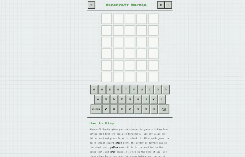minecraft wordle screenshot 2