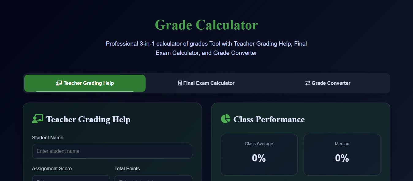 Grade Calculator - Main product screenshot demonstrating key features and user interface