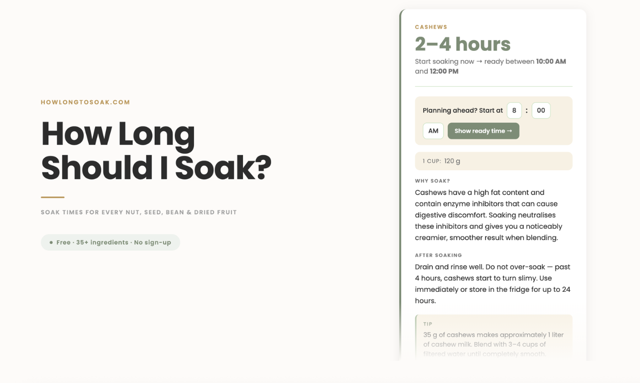 HowLongToSoak.com gallery image