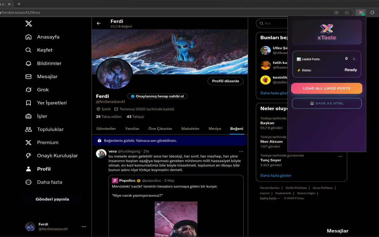 xTaste - X/twitter liked posts exporter - chrome extension media 3