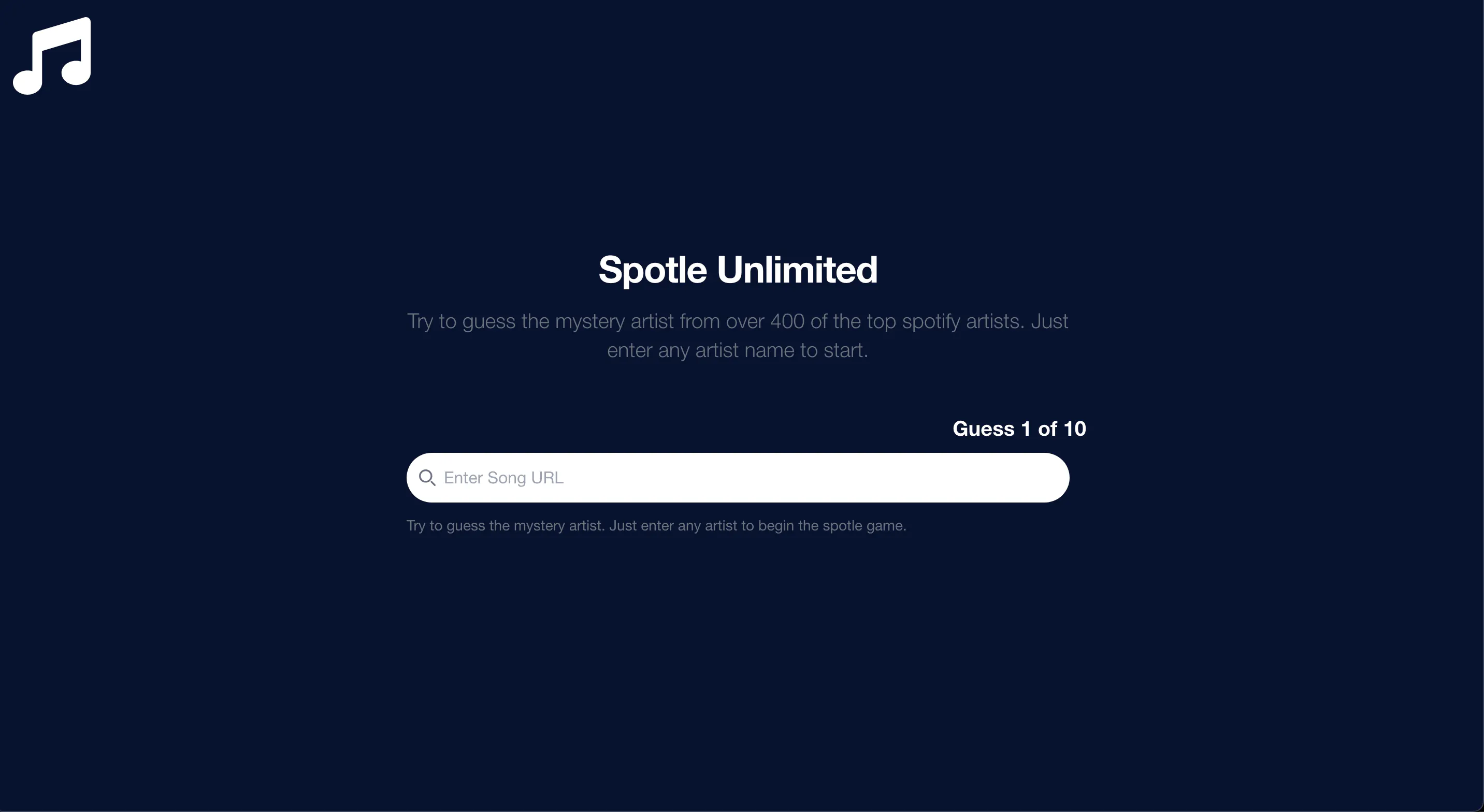 Custom Spotle Spotle: Unlimited spotify artist guessing game | Product Hunt
