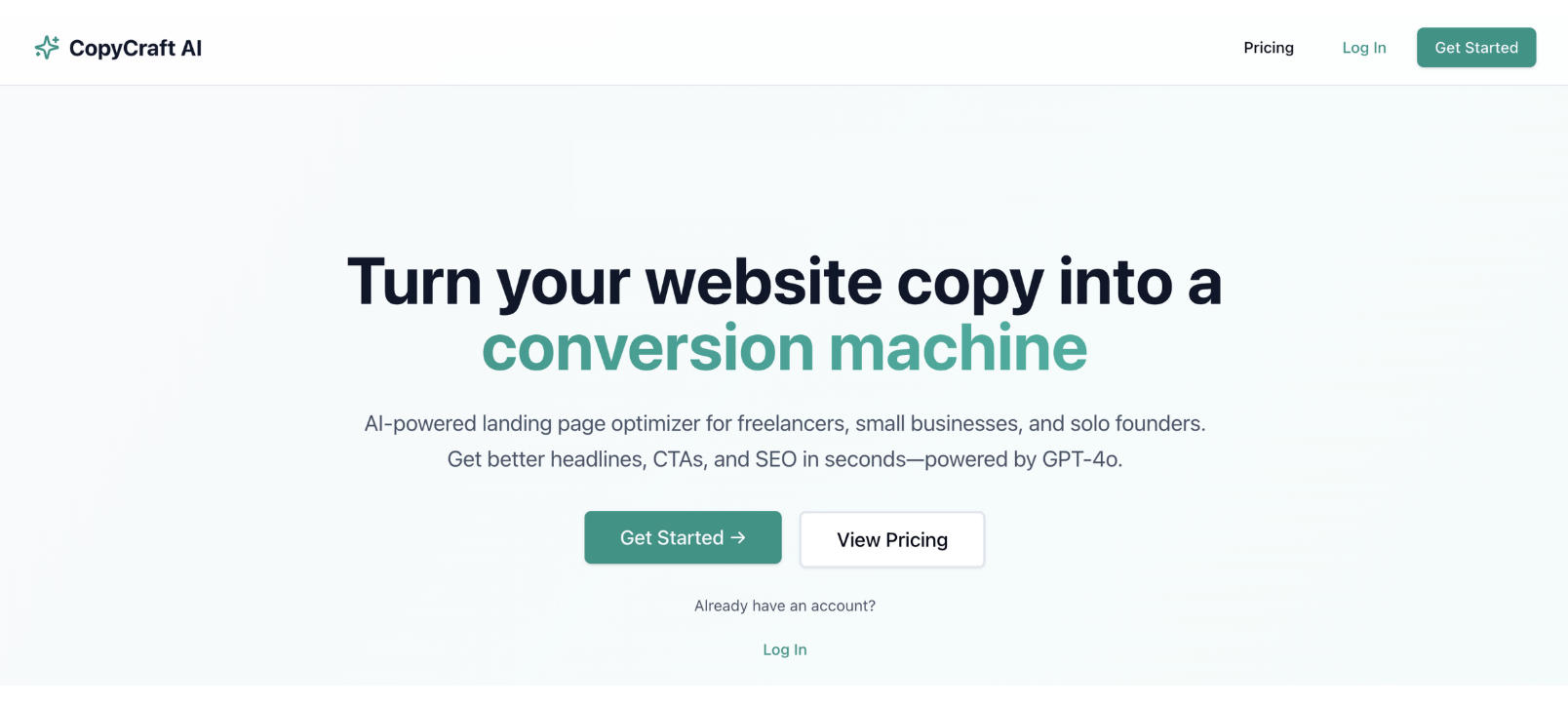 CopyCraft AI - Main screenshot showing features and interface