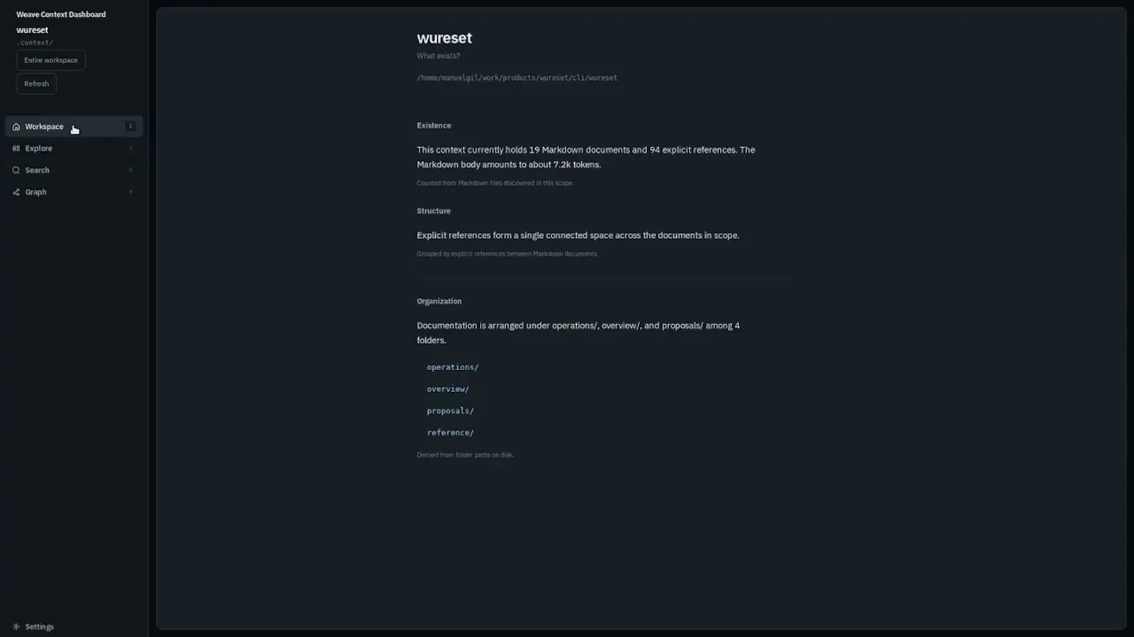 Weave Context Dashboard screenshot 1 (video preview)