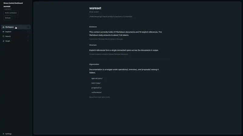 Weave Context Dashboard screenshot 1 (video preview)