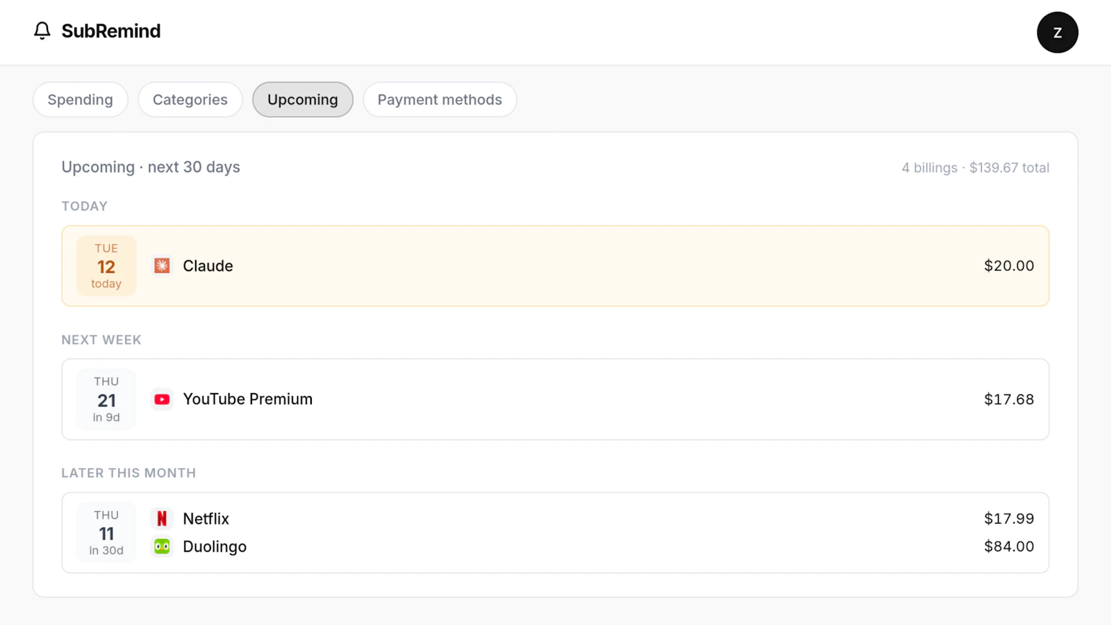 SubRemind screenshot 3
