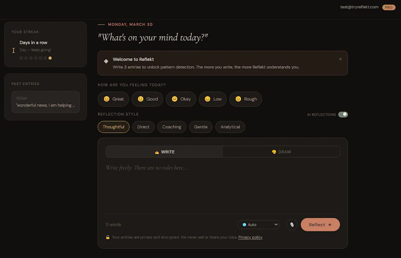 Reflekt — The journal that writes back screenshot 7