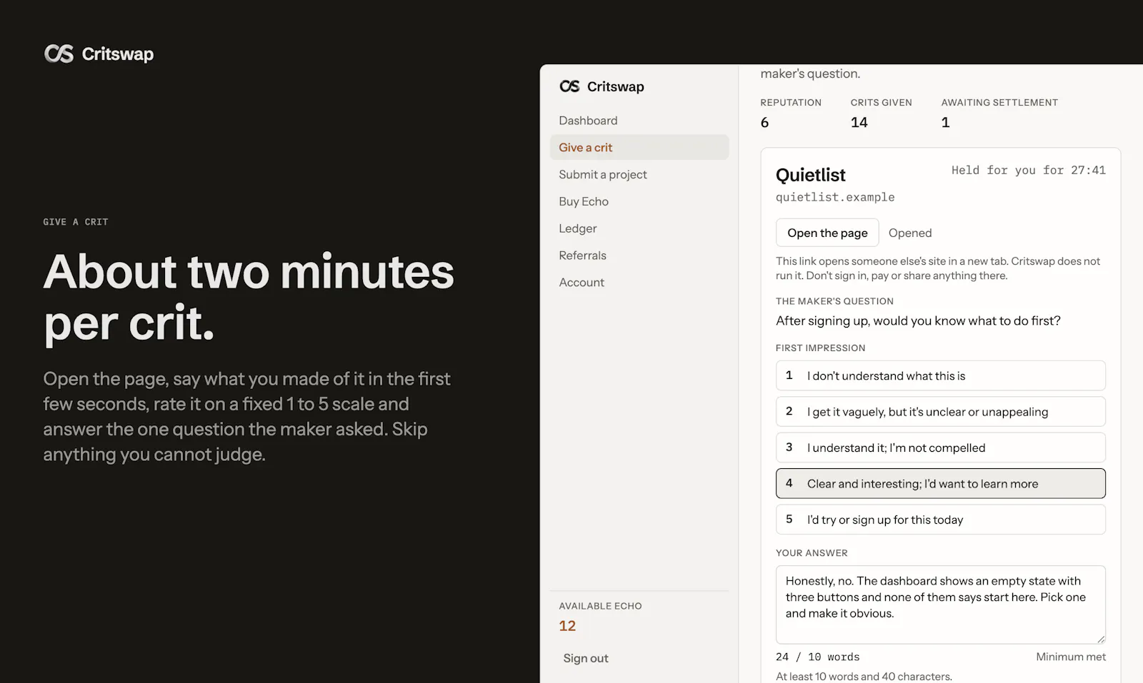 Critswap screenshot 3