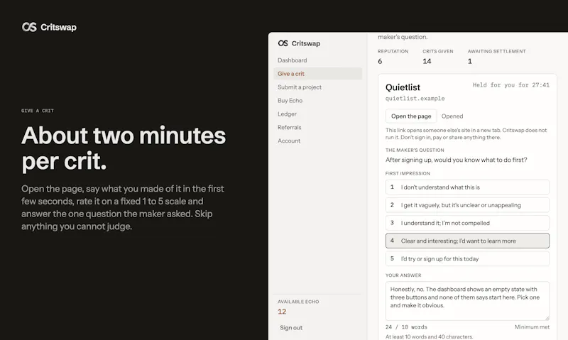 Critswap screenshot 3