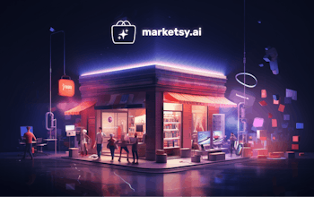 Logo Marketsy.ai: un logo elegante e moderno con il nome Marketsy.ai, che rappresenta una soluzione di e-commerce basata sull&rsquo;intelligenza artificiale.