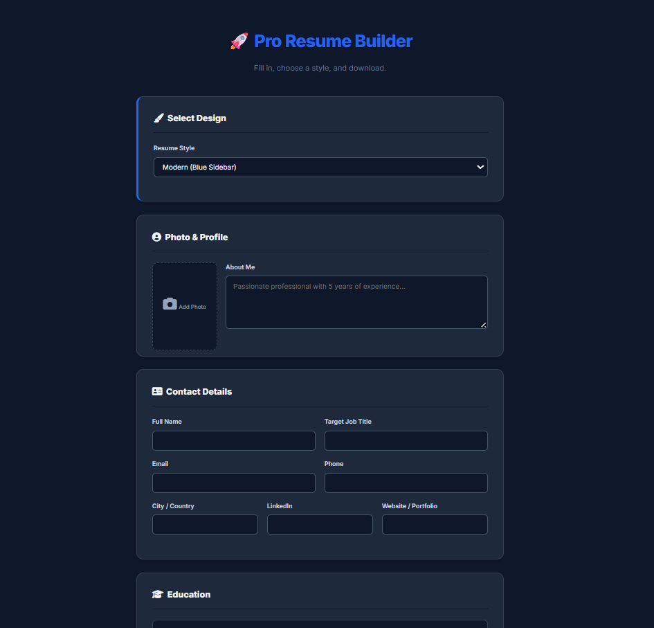 Pro Resume Builder - Screenshot 2 showing product features and functionality